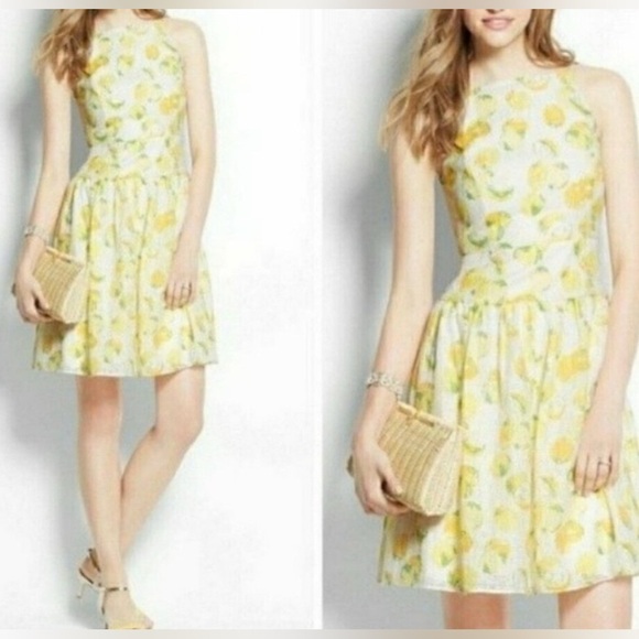 ANN TAYLOR PETITE LEMON DROP SUNDRESS YELLOW WHITE SLEEVELESS DRESS WOMENS 8P - Picture 8 of 8
